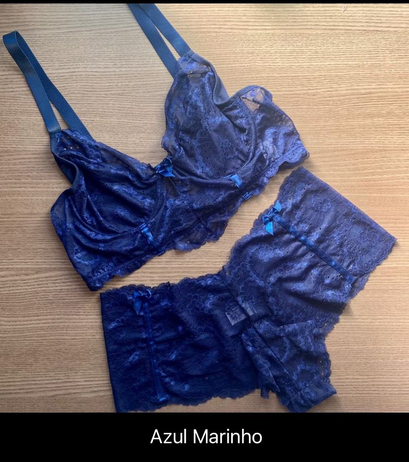Lingerie Plus Size com Alça Reforçada Croped e Caleçon Conjunto Plus Size
