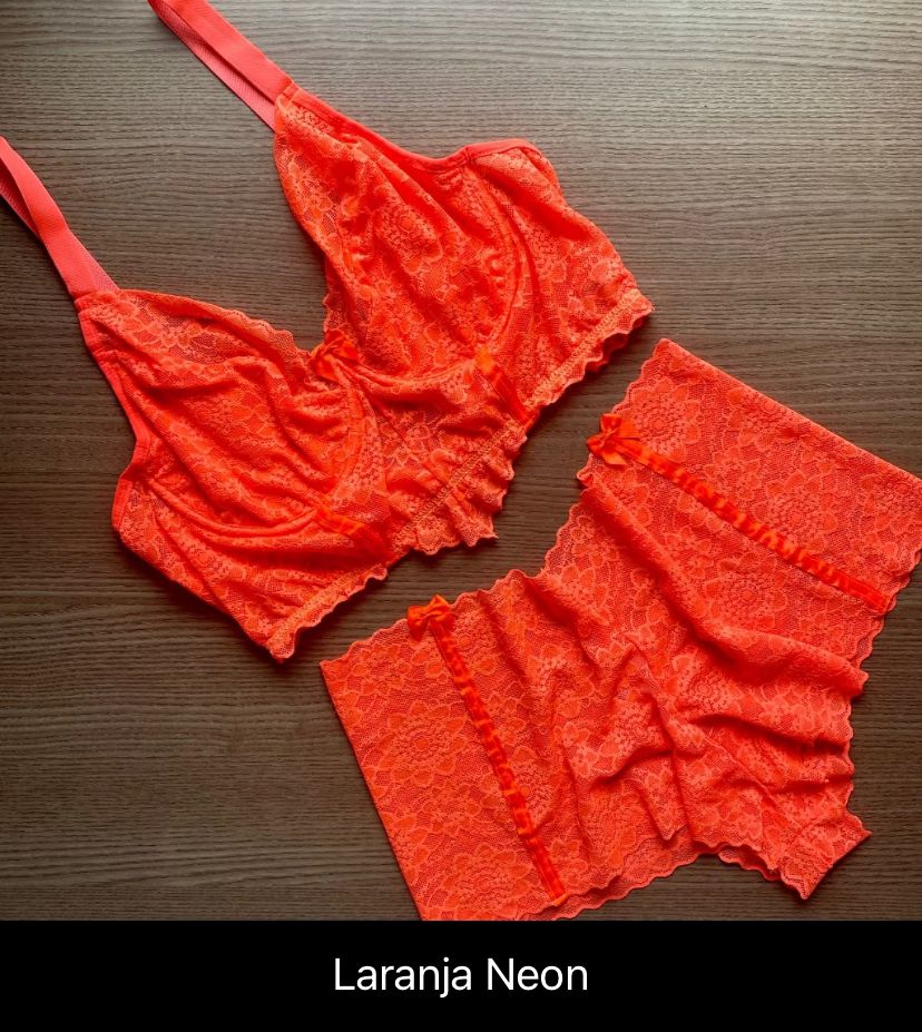 Lingerie Plus Size com Alça Reforçada Croped e Caleçon Conjunto Plus Size